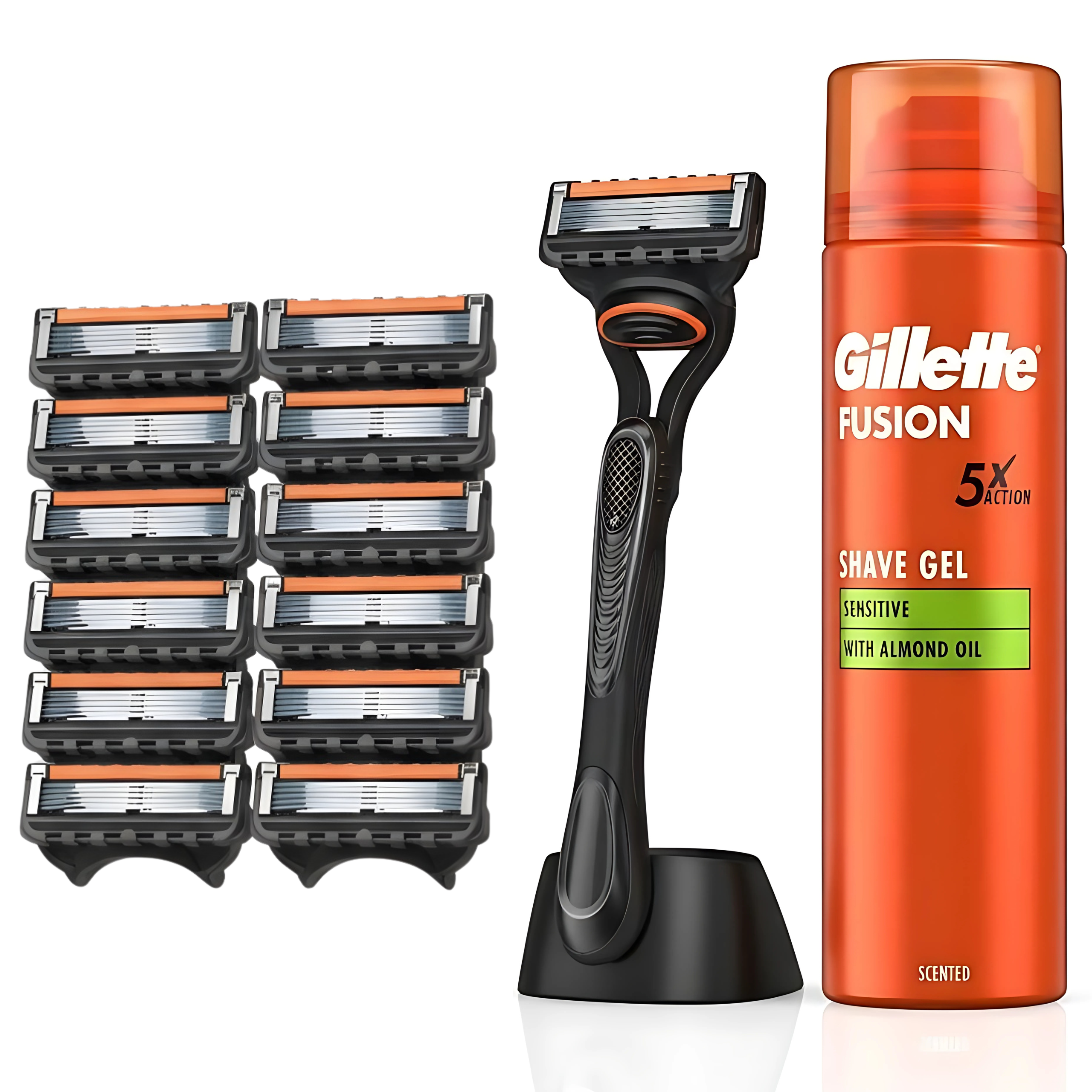 RASIERKLINGEN FÜR GILLETTE FUSION 5 PROGLIDE ERSATZ KLINGEN + GRIFF + SCHAUM SET + STÄNDER