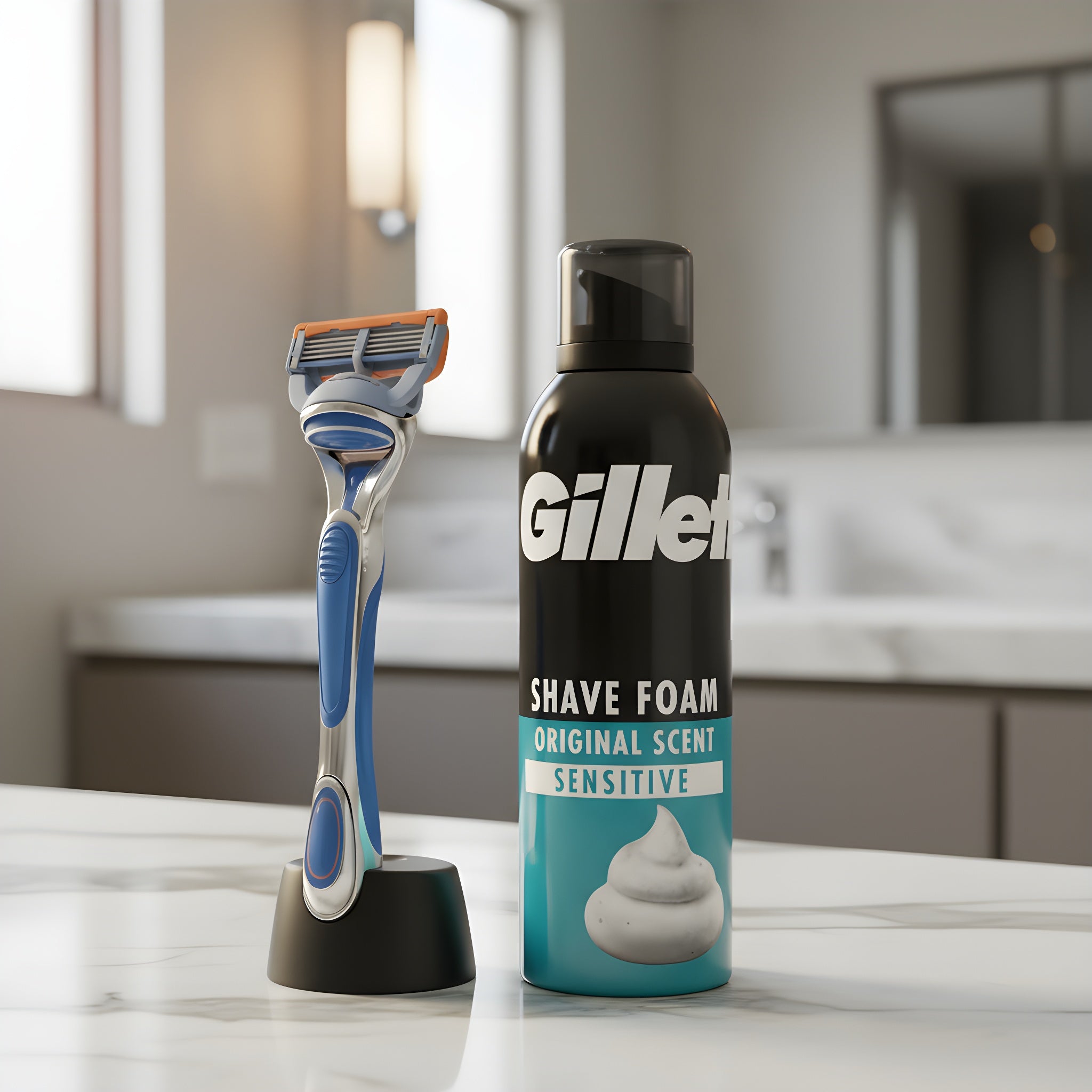 RASIERKLINGEN FÜR GILLETTE FUSION 5 ERSATZ KLINGEN + GRIFF + SCHAUM SET + STÄNDER