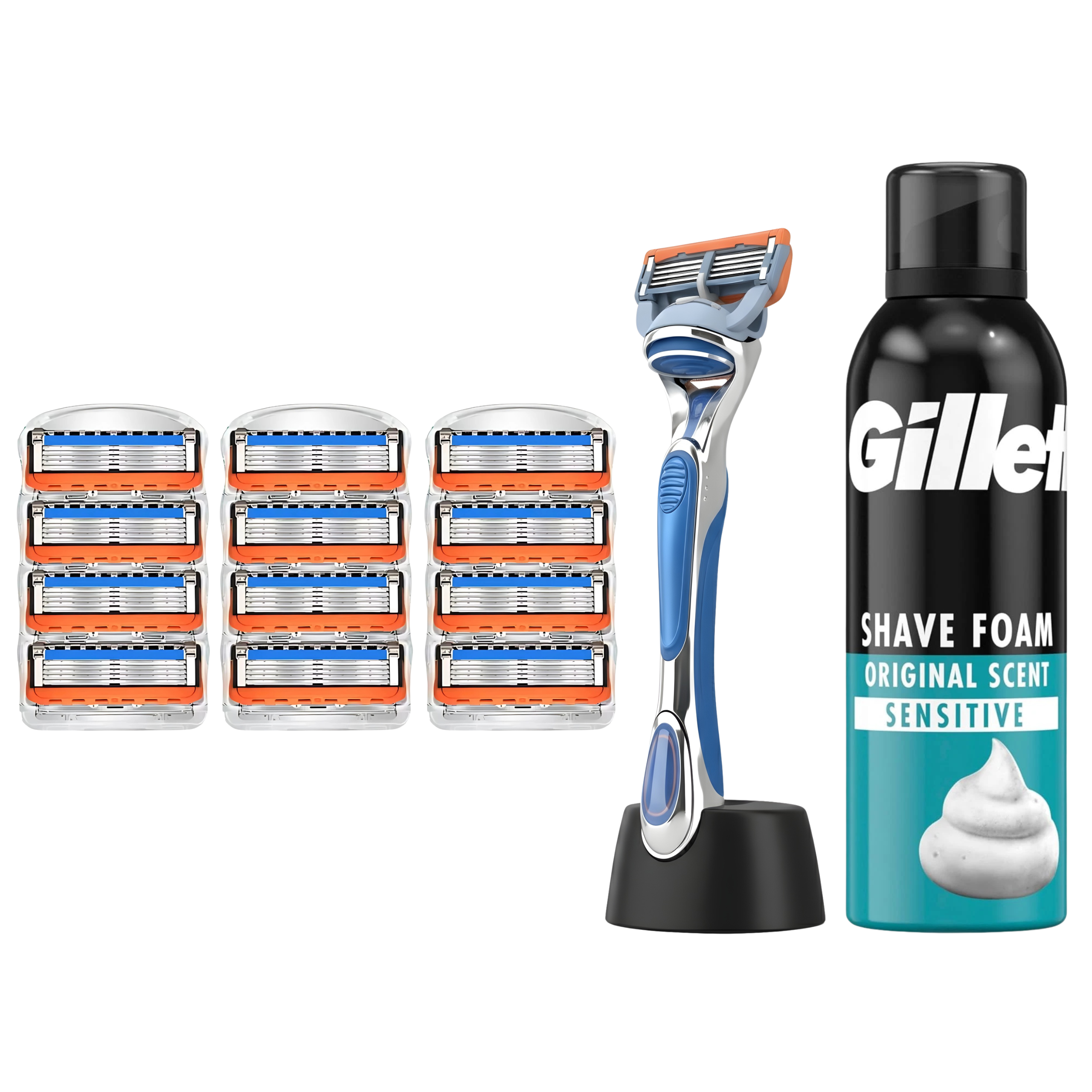 RASIERKLINGEN FÜR GILLETTE FUSION 5 ERSATZ KLINGEN + GRIFF + SCHAUM SET + STÄNDER