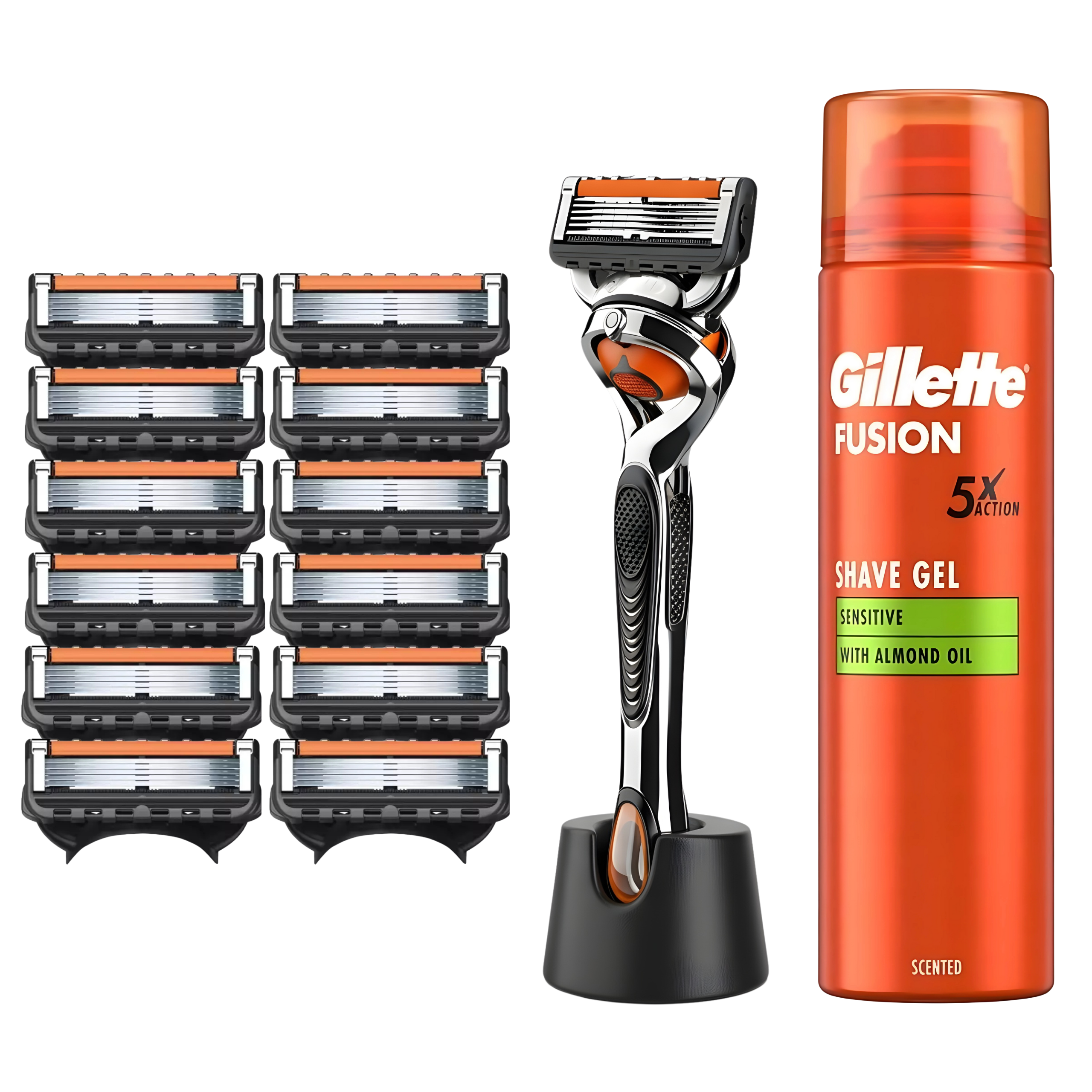 RASIERKLINGEN FÜR GILLETTE FUSION 5 PROGLIDE ERSATZ KLINGEN + GRIFF + SCHAUM SET + STÄNDER