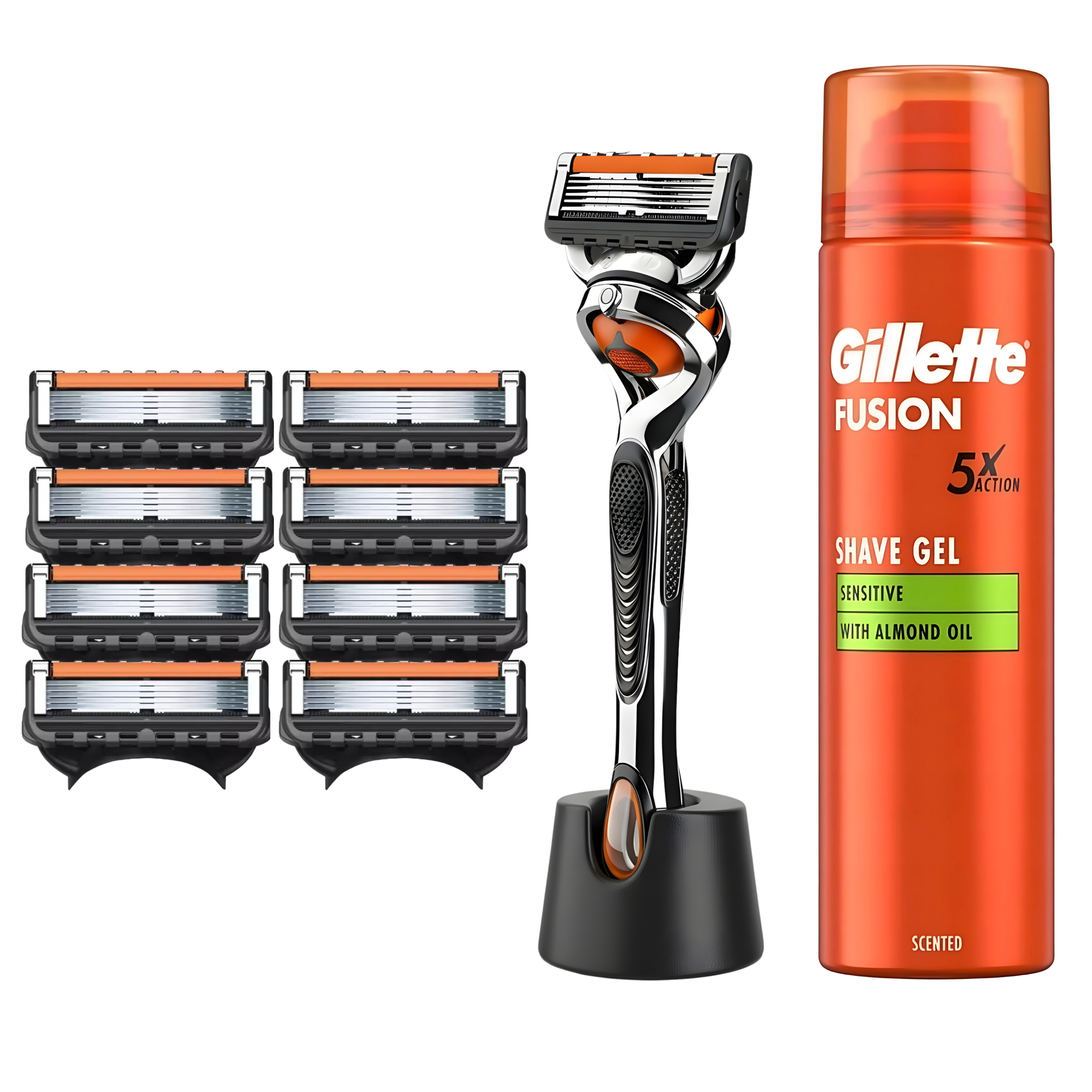 RASIERKLINGEN FÜR GILLETTE FUSION 5 PROGLIDE ERSATZ KLINGEN + GRIFF + SCHAUM SET + STÄNDER