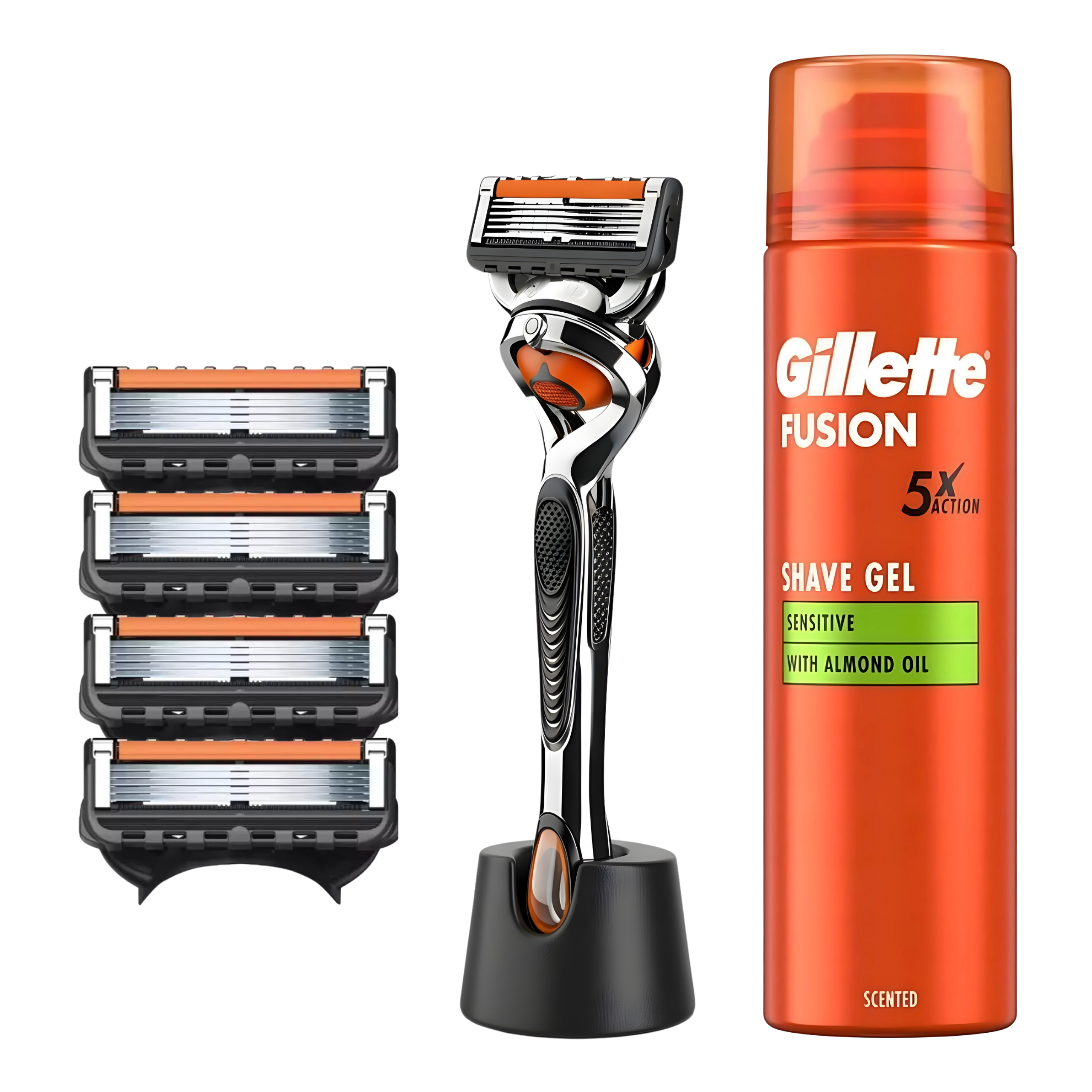 RASIERKLINGEN FÜR GILLETTE FUSION 5 PROGLIDE ERSATZ KLINGEN + GRIFF + SCHAUM SET + STÄNDER