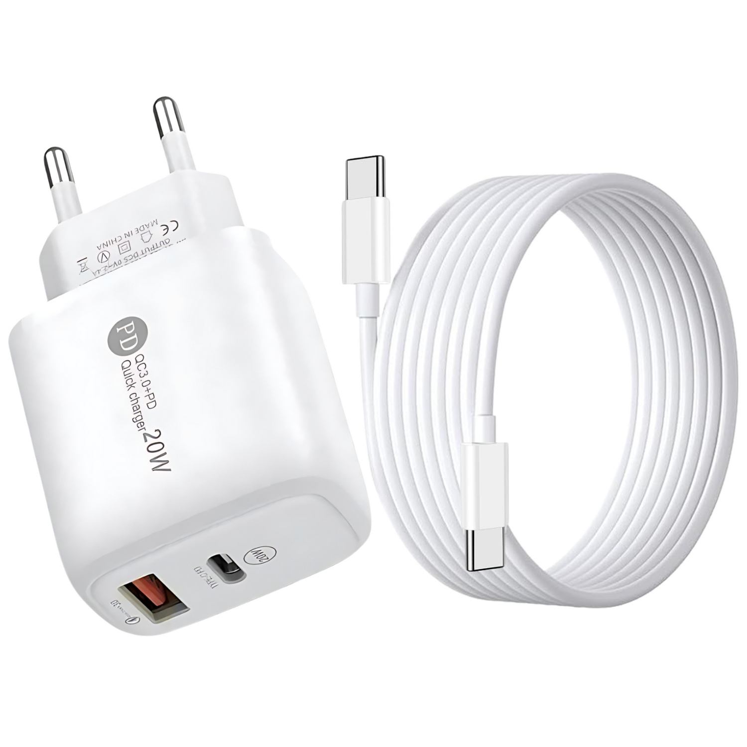 20W Ladegerät 60W Schnellladekabel für iPhone 15/Plus/Pro/Pro Max USB C Adapter