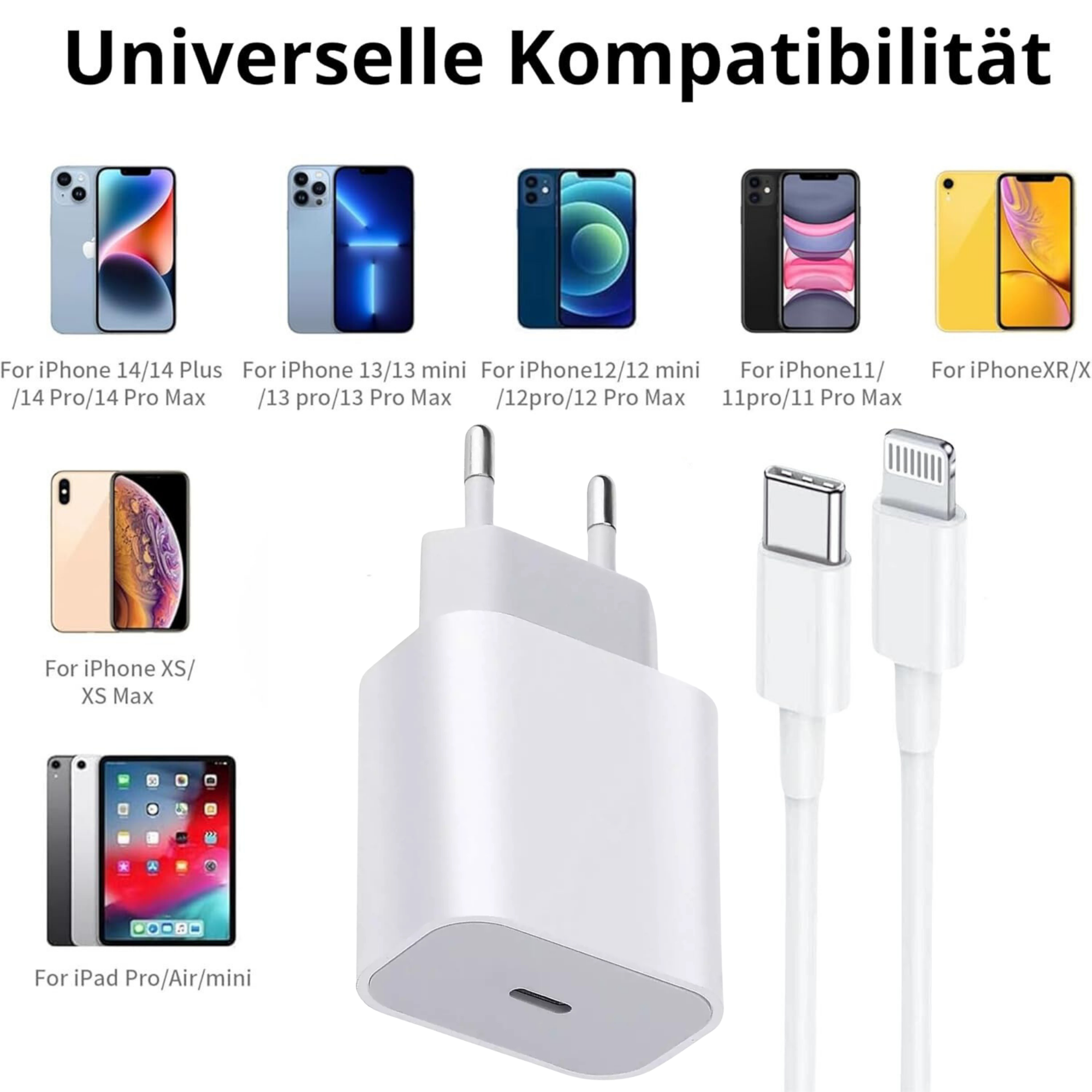 Ladekabel 20W Schnellladegerät USB C für iPhone 11 12 13 14 Adapter