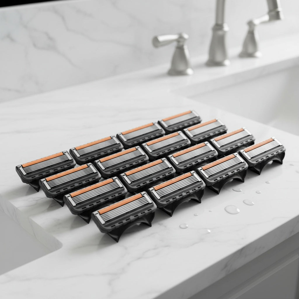 RASIERKLINGEN FÜR GILLETTE FUSION 5 PROGLIDE ERSATZ KLINGEN + GRIFF + SCHAUM SET + STÄNDER