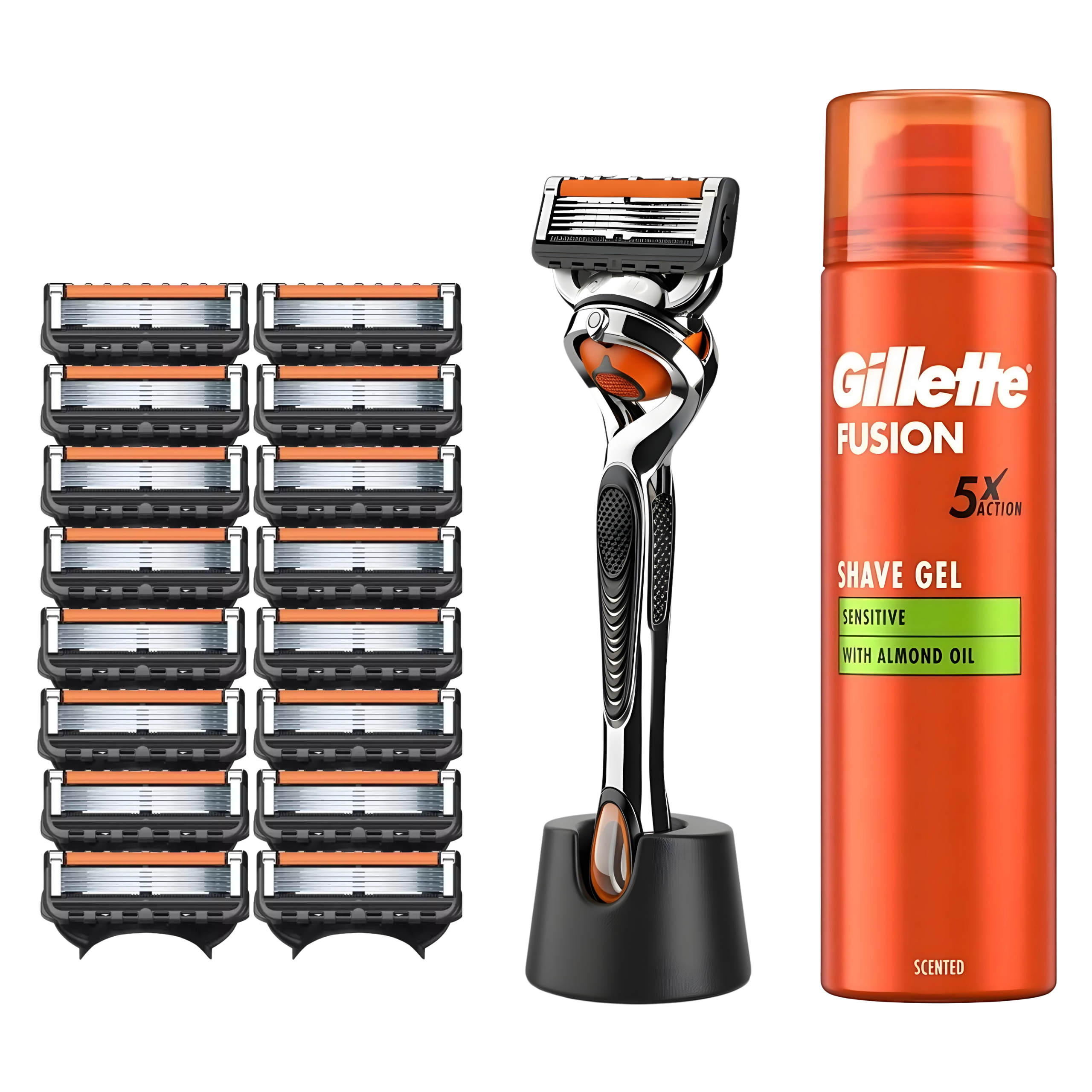 RASIERKLINGEN FÜR GILLETTE FUSION 5 PROGLIDE ERSATZ KLINGEN + GRIFF + SCHAUM SET + STÄNDER
