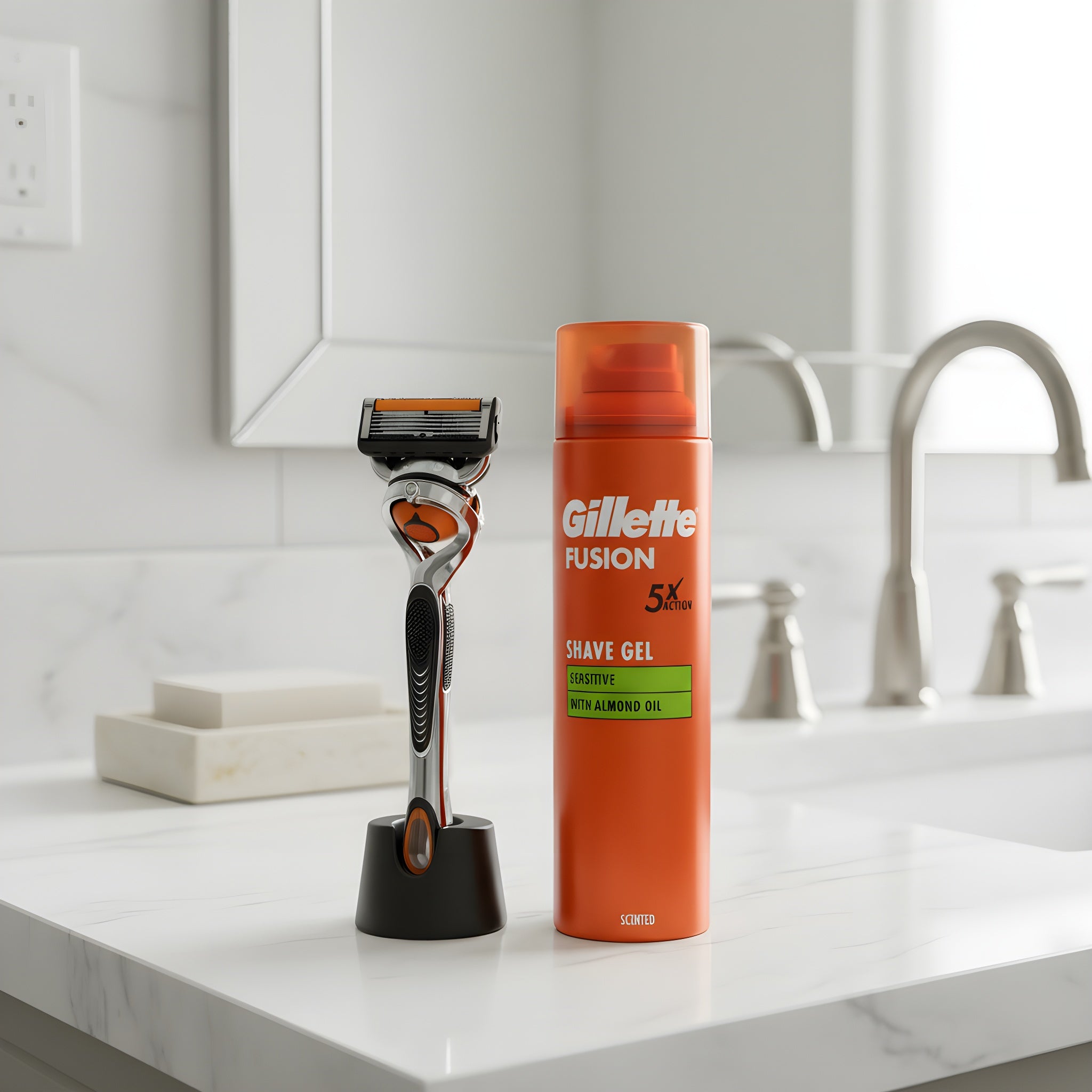 RASIERKLINGEN FÜR GILLETTE FUSION 5 PROGLIDE ERSATZ KLINGEN + GRIFF + SCHAUM SET + STÄNDER