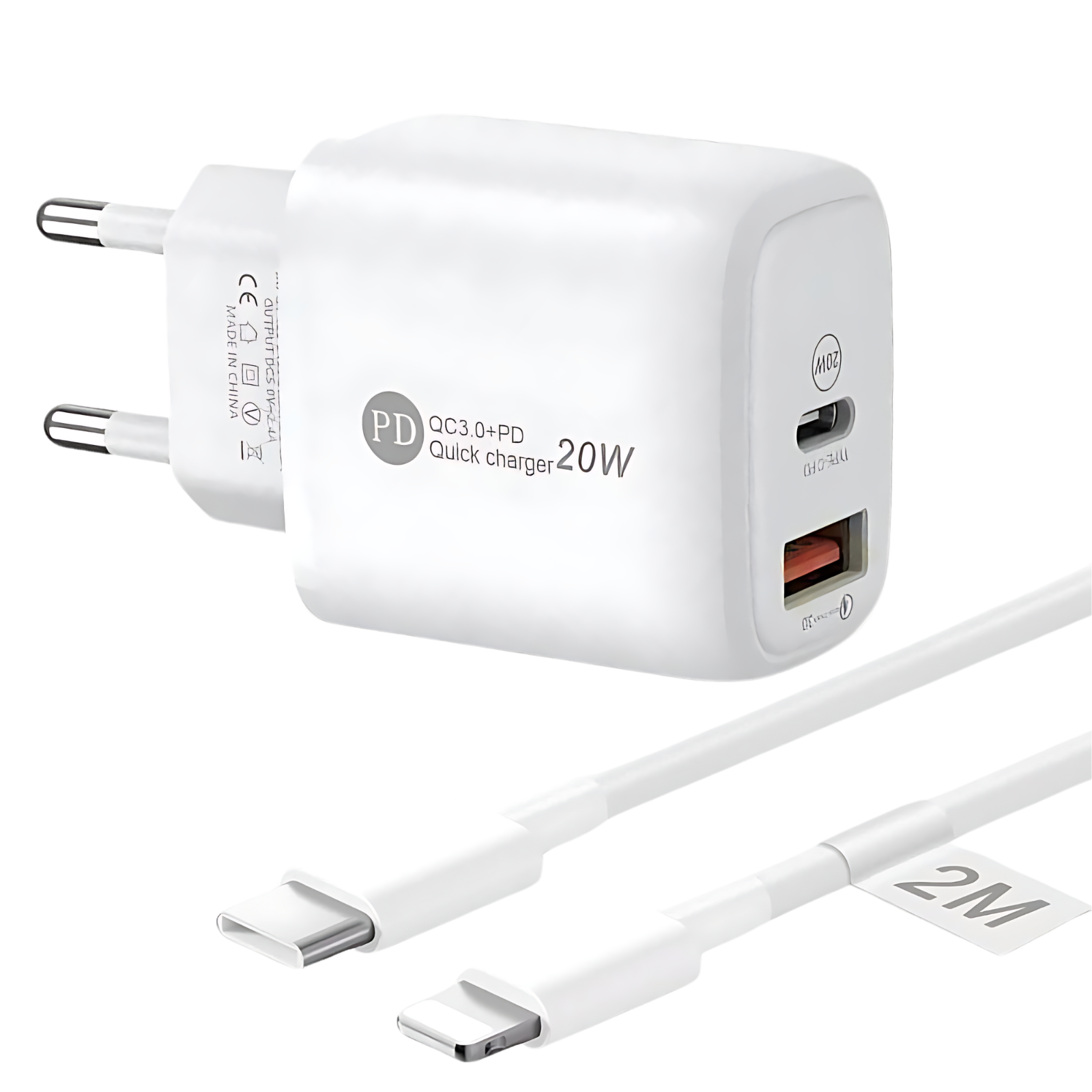 20W Dual Port Ladegerät + Ladekabel für iPhone 11,12,13,14