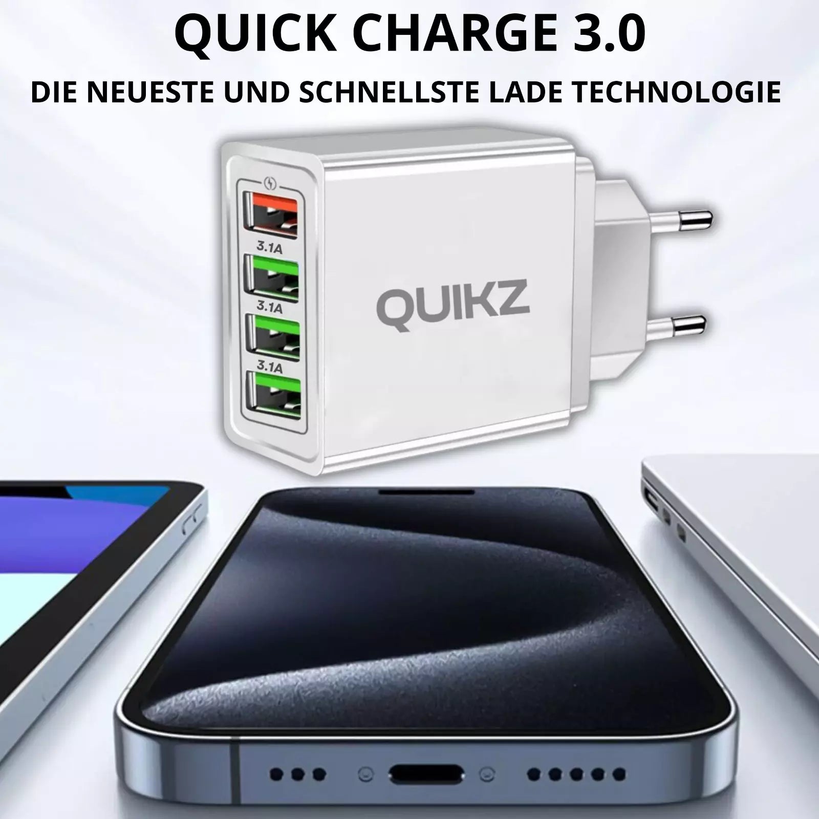 Ladegerät Stecker 4x USB Port 5V-3A Netzteil Adapter Für Handy Tablet